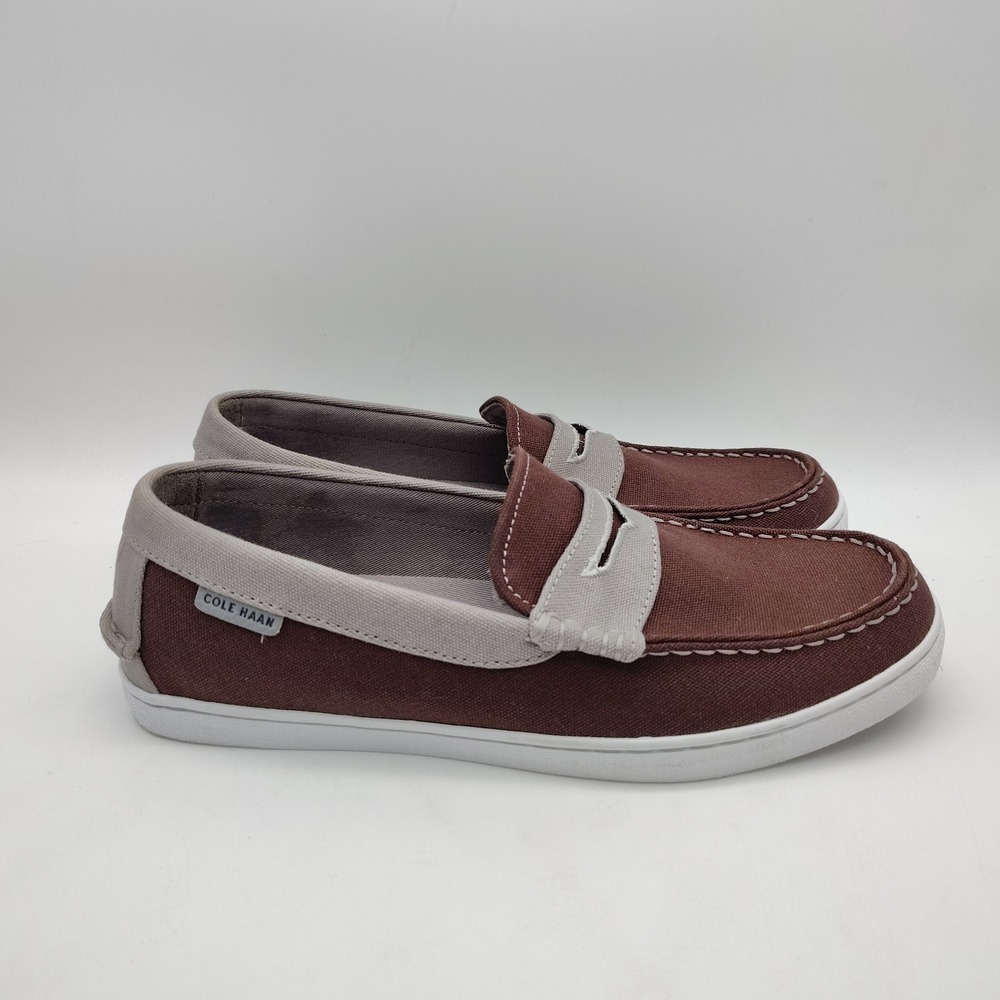 Cole Haan Pinch Weekender Penny Loafer Mens 9M Burgundy Canvas Slip On Shoes